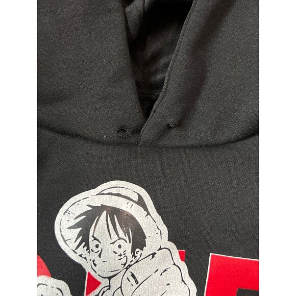 One Piece Black Hoodie Anime Luffy Graphic Pullover Sweatshirt Unisex Fit Cotton - Picture 3 of 4